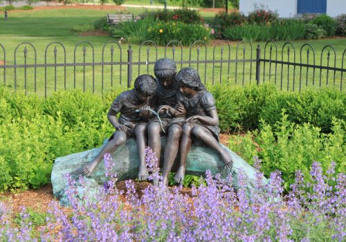 Bronze statue at Cherry Hill School